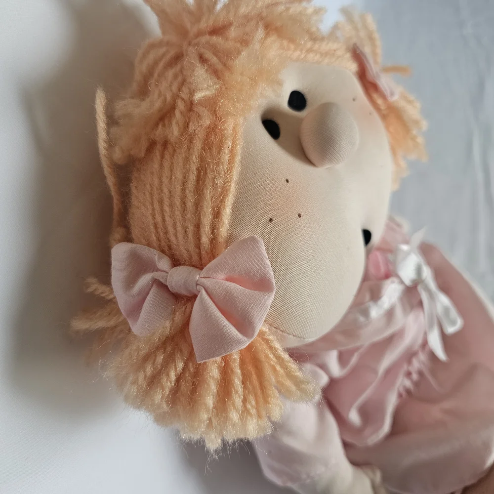 Vintage Plush Bumpkins ,Adorable Pink Doll with Dress